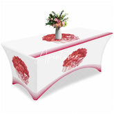 Aperturee - Aperturee Watercolor Red Rose Flower Bowknot Stretch Table Cover